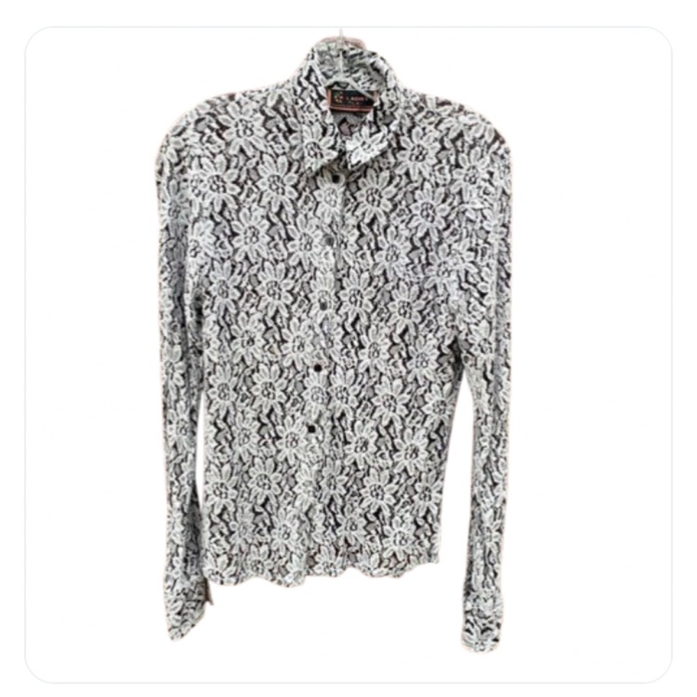 Woodpecker Collection Lace Shirt Floral Repeating Pattern See Through Ma…